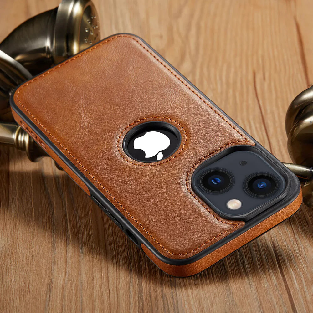 IPHONE 14 5G Drop Protection | Raised Camera Edges Protective Back Leather Case