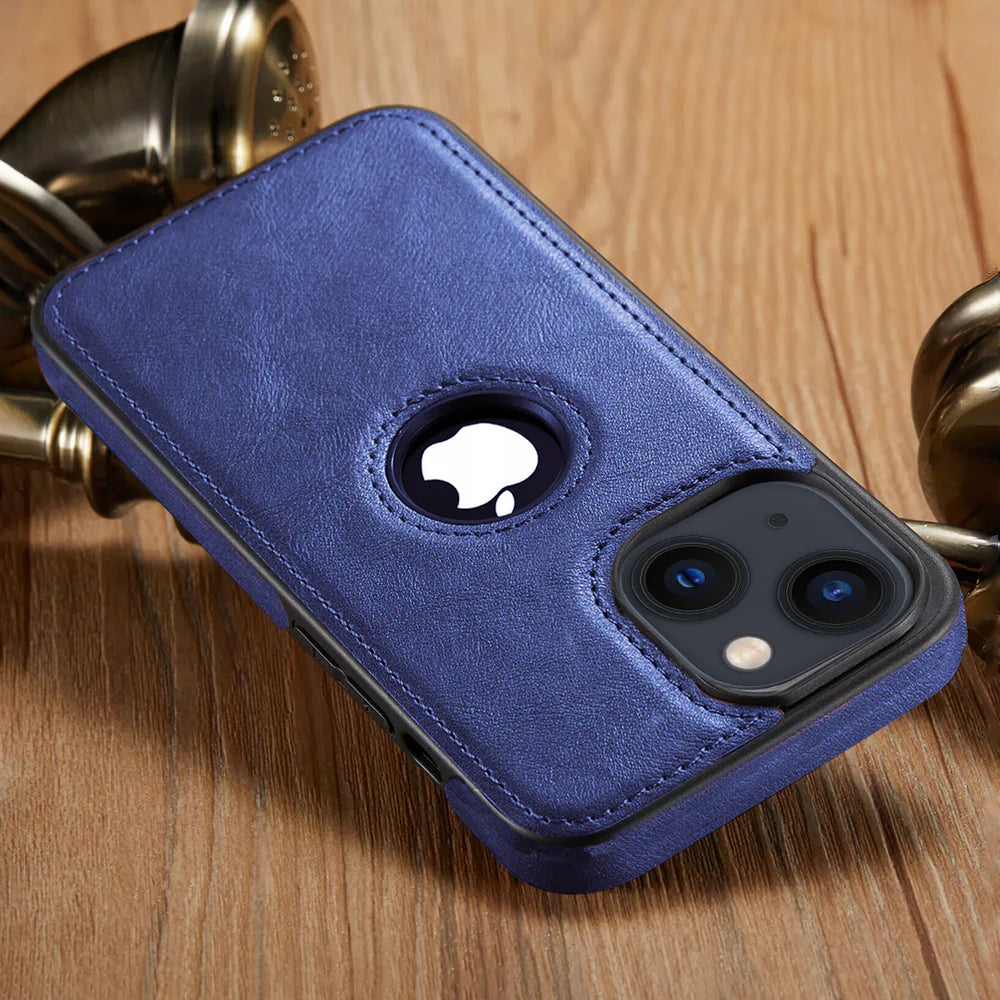 IPHONE 14 5G Drop Protection | Raised Camera Edges Protective Back Leather Case