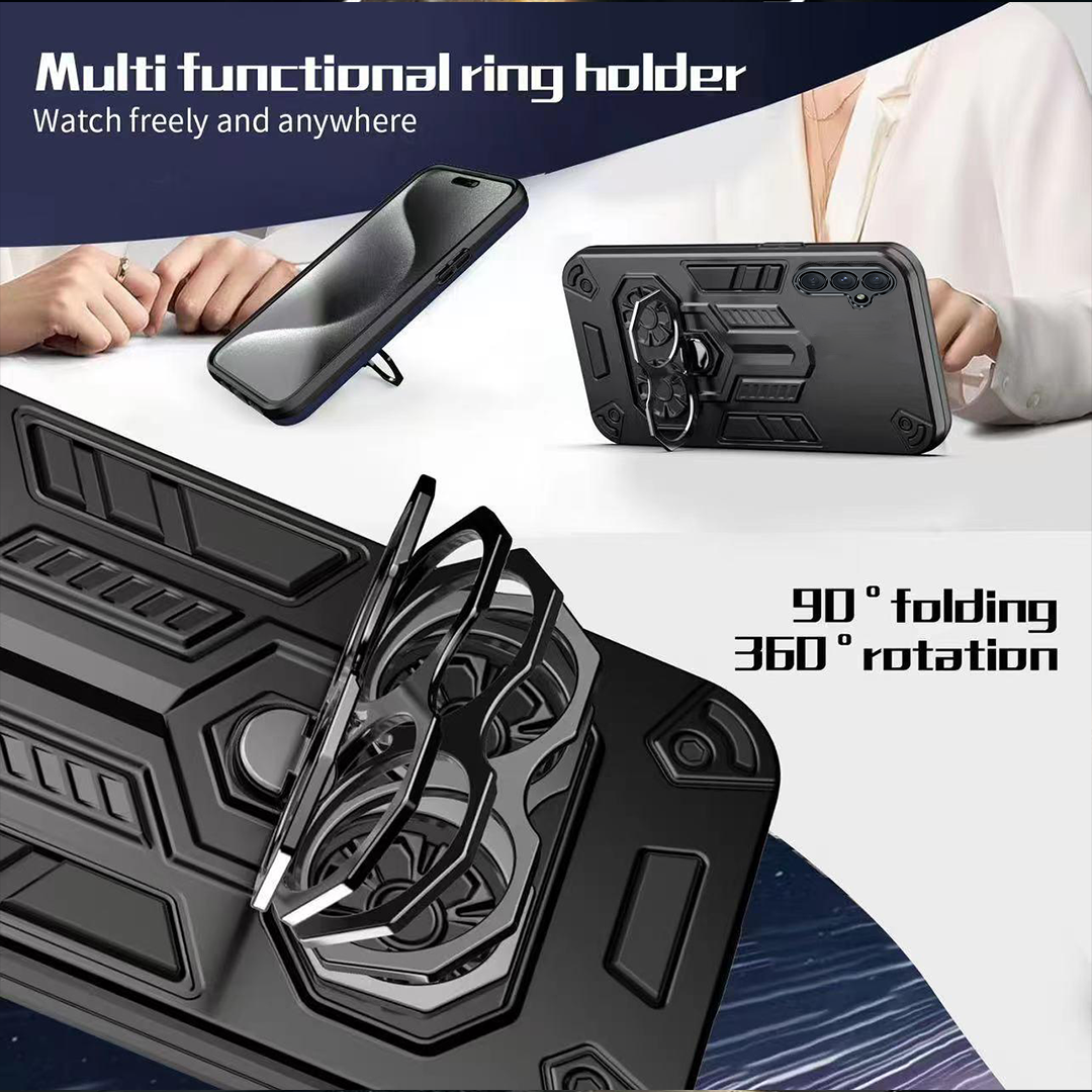 Samsung S23Fe 5G Armor knight Series Camera Protection 2 in 1 Shockproof Phone Cover with Kickstand