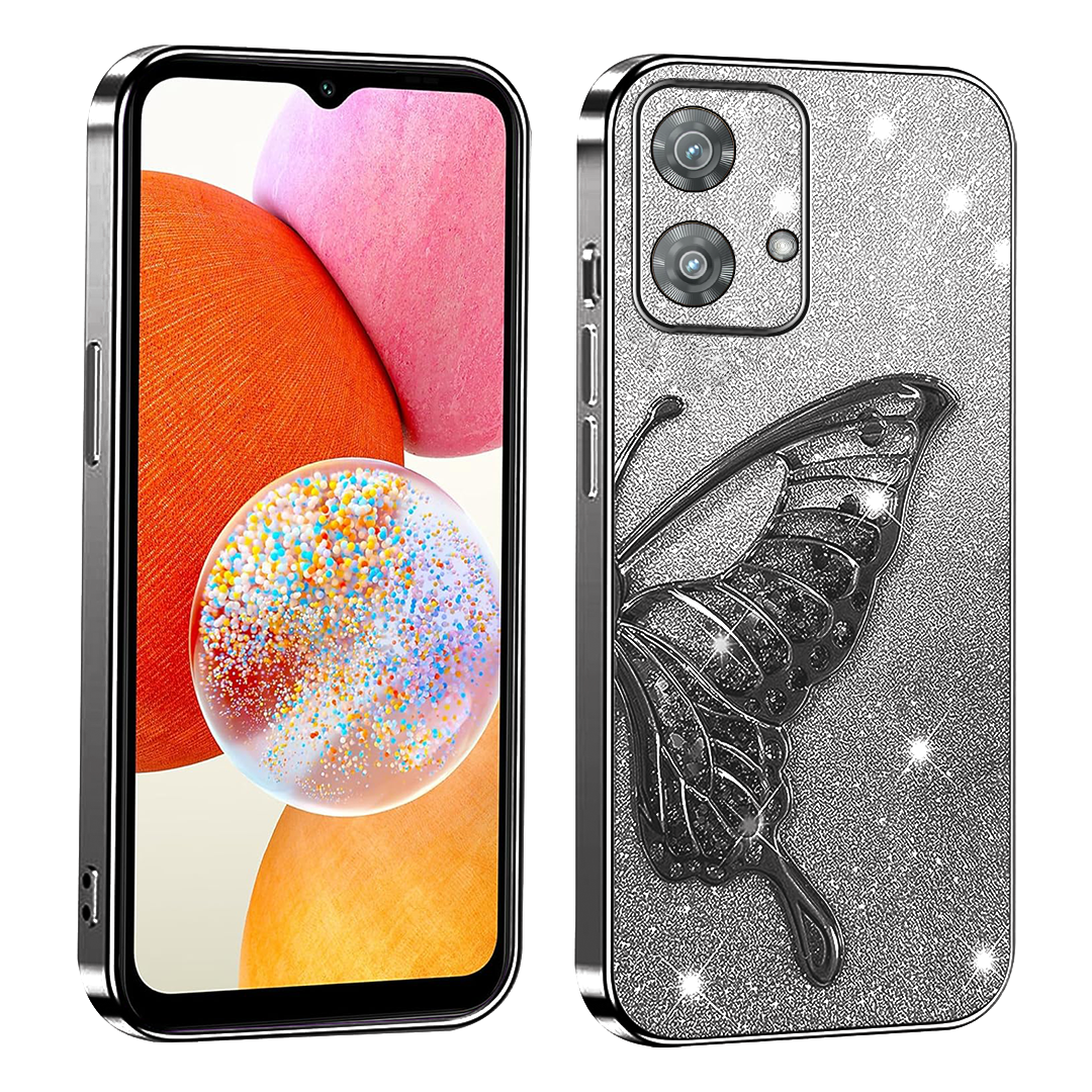 MOTO EDGE 40 NEO Cute 3D Butterfly Case Slim Plating Glitter Bling Luxury Cover