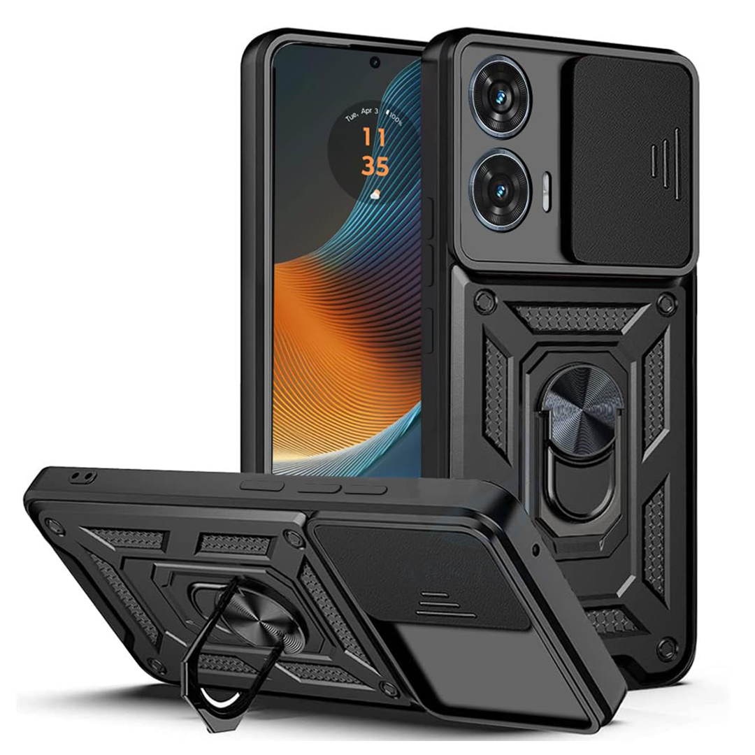 MOTO EDGE 50 FUSION 5G ARMOR MILITARY-GRADE CASE WITH SLIDING CAMERA COVER & 360 KICKSTAND