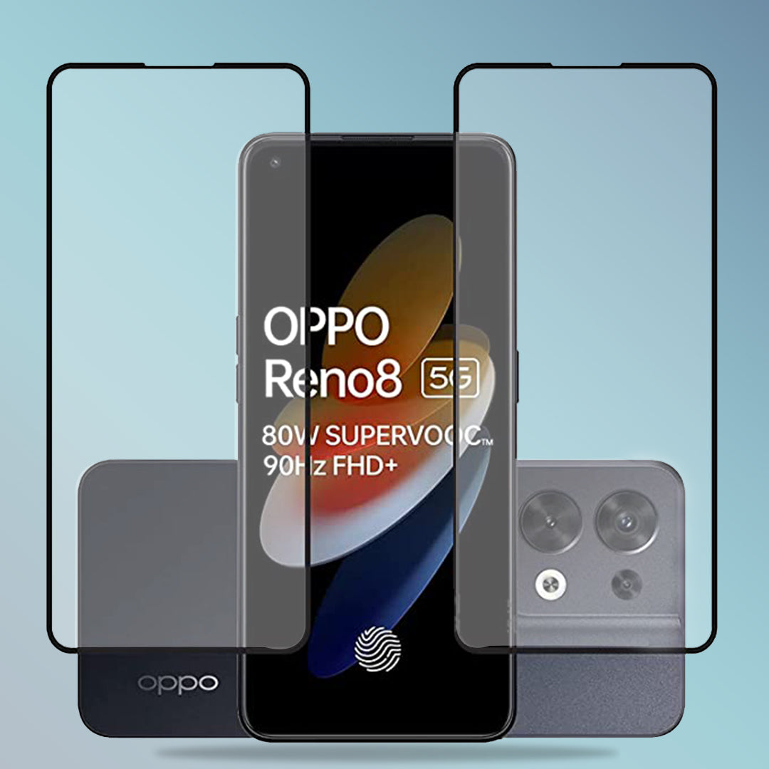 OPPO RENO 8 FULL GLUE TEMPERED GLASS (Pack of 2)