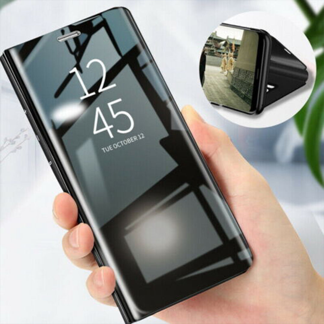RENO 6 5G SMART AWAKENING MIRROR FOLIO METAL ELECTROPLATED PC FLIP COVER