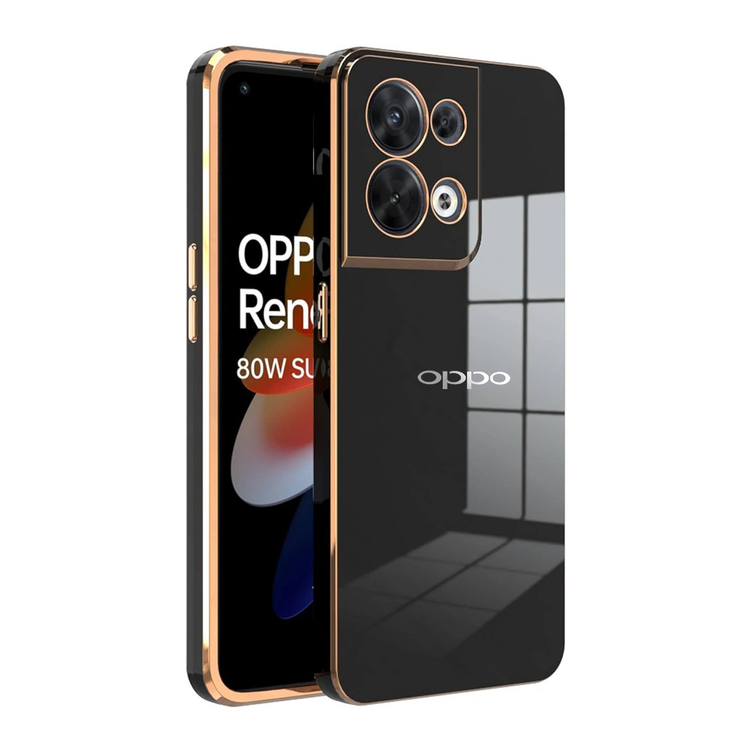 RENO 8 ULTRA-SHINE GOLD ELECTROPLATED LUXURIOUS BACK CASE WITH CAMERA PROTECTION