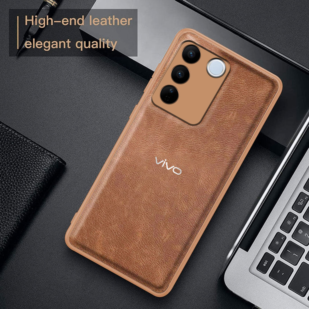 VIVO V27 5G VINTAGE PU LEATHER PROTECTIVE BACK CASE