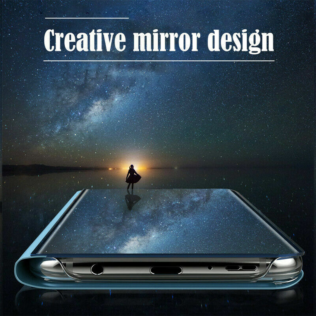 RENO 6 5G SMART AWAKENING MIRROR FOLIO METAL ELECTROPLATED PC FLIP COVER