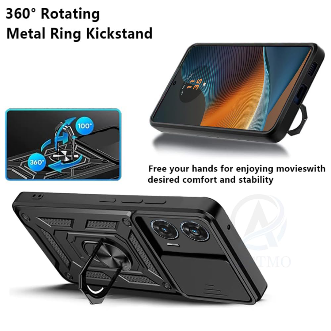 MOTO EDGE 50 FUSION 5G ARMOR MILITARY-GRADE CASE WITH SLIDING CAMERA COVER & 360 KICKSTAND