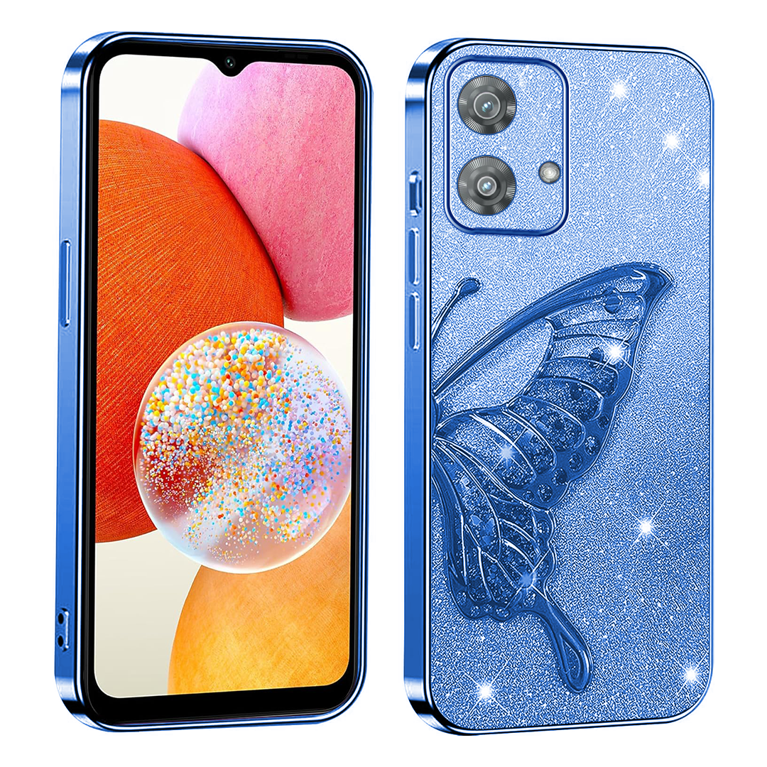 MOTO EDGE 40 NEO Cute 3D Butterfly Case Slim Plating Glitter Bling Luxury Cover