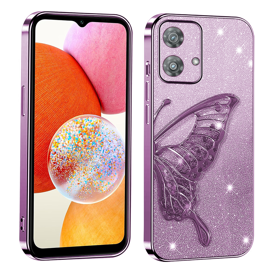 MOTO EDGE 40 NEO Cute 3D Butterfly Case Slim Plating Glitter Bling Luxury Cover