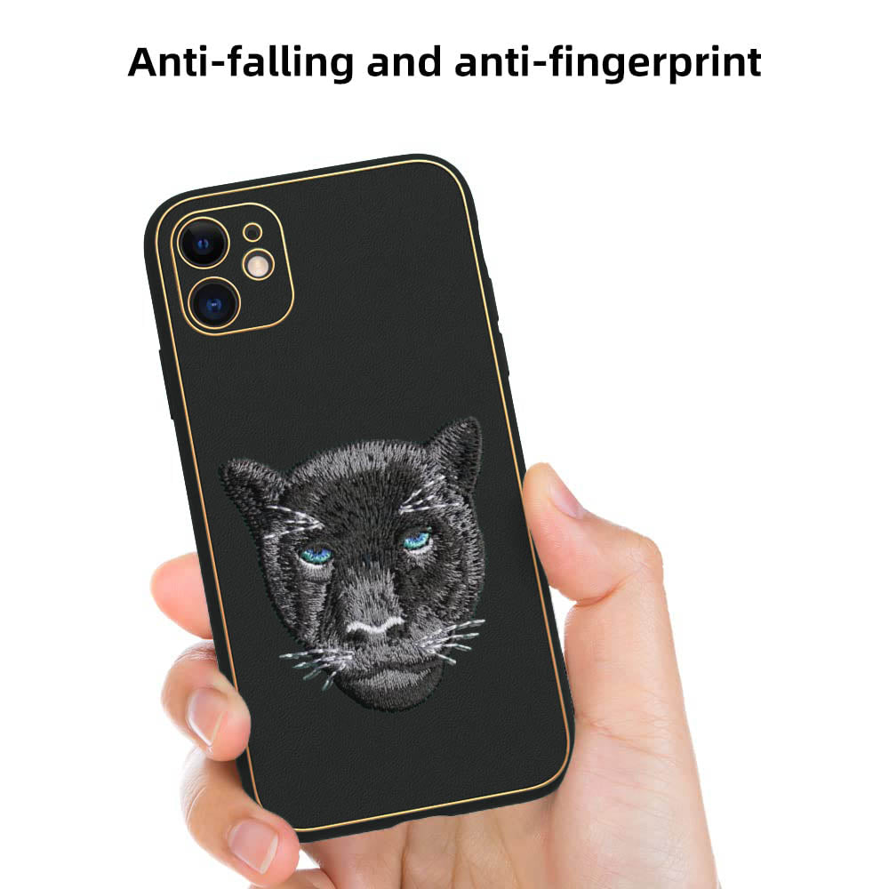 IPhone 12 New Luxury Embroidery Soft Leather Back Case Cover