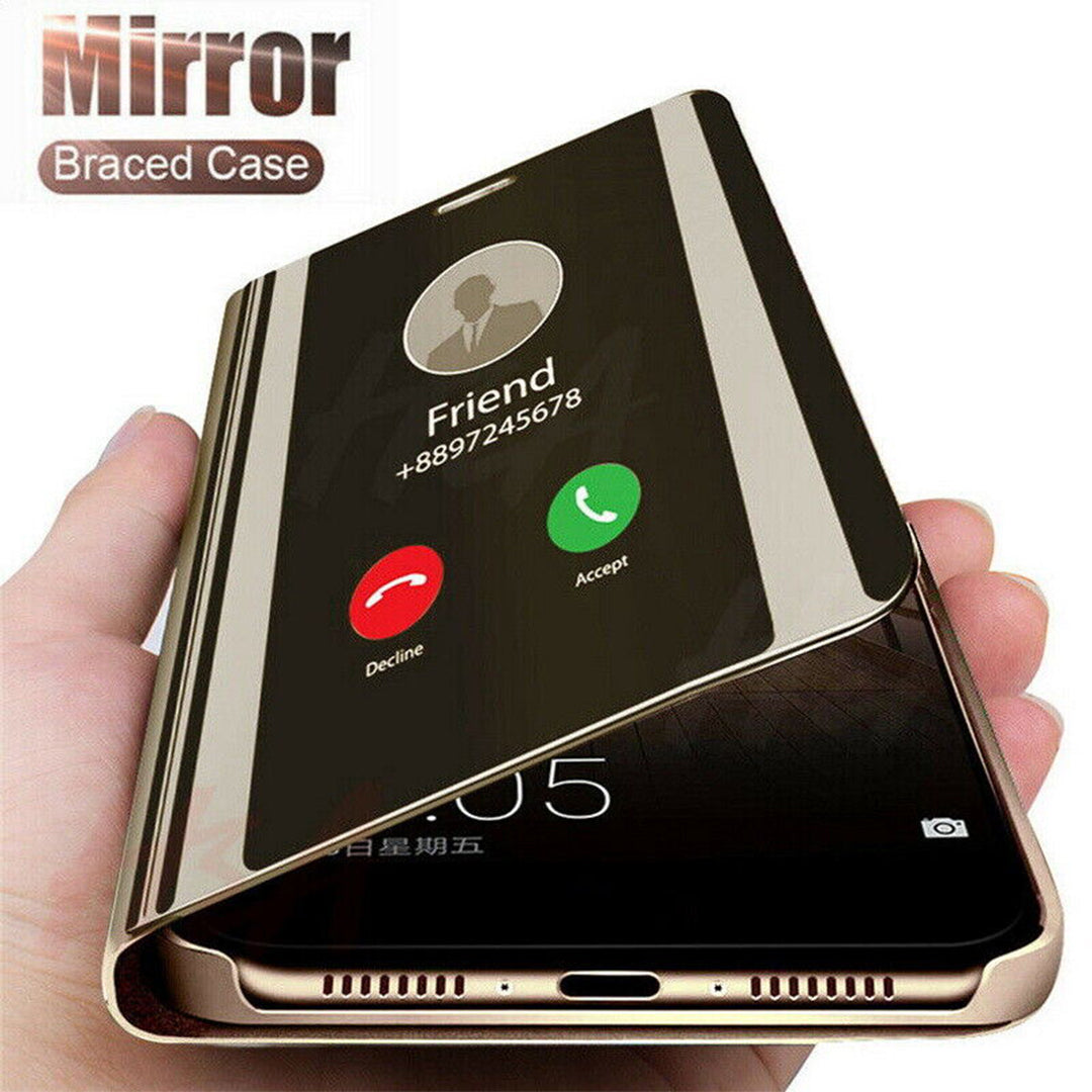 RENO 6 5G SMART AWAKENING MIRROR FOLIO METAL ELECTROPLATED PC FLIP COVER
