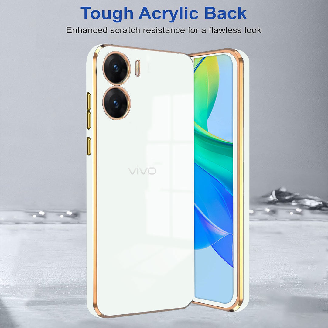 VIVO V29E 5G ULTRA-SHINE GOLD ELECTROPLATED LUXURIOUS BACK CASE WITH CAMERA PROTECTION
