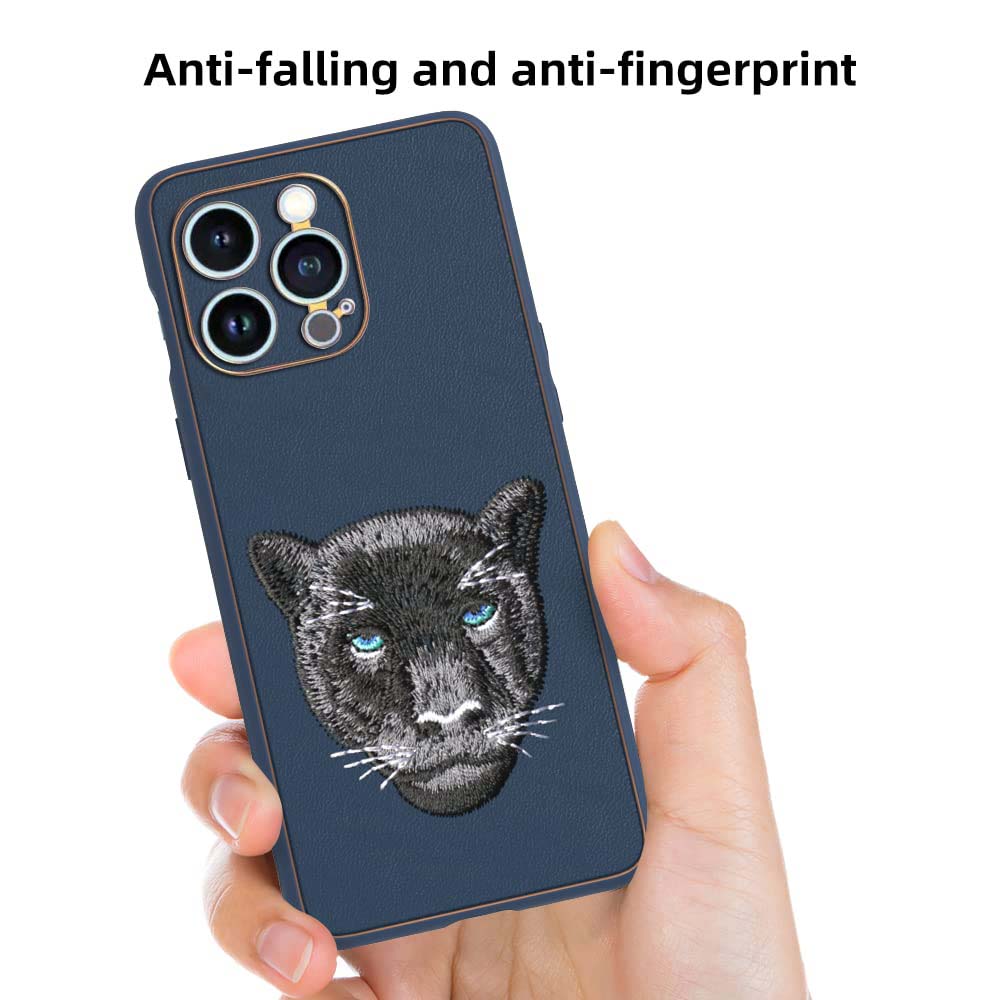 IPhone 13 Pro New Luxury Embroidery Soft Leather Back Case Cover