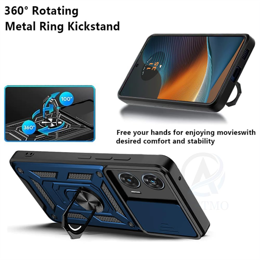 MOTO EDGE 50 FUSION 5G ARMOR MILITARY-GRADE CASE WITH SLIDING CAMERA COVER & 360 KICKSTAND
