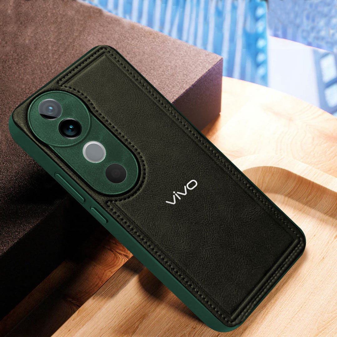 VIVO V40 5G Vintage Leather Stitched Protective Back Case