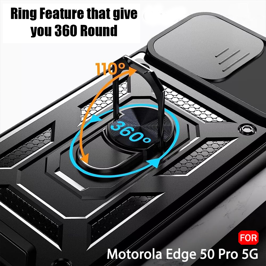 MOTOROLA EDGE 50 5G ARMOR MILITARY-GRADE CASE WITH SLIDING CAMERA COVER & 360 KICKSTAND