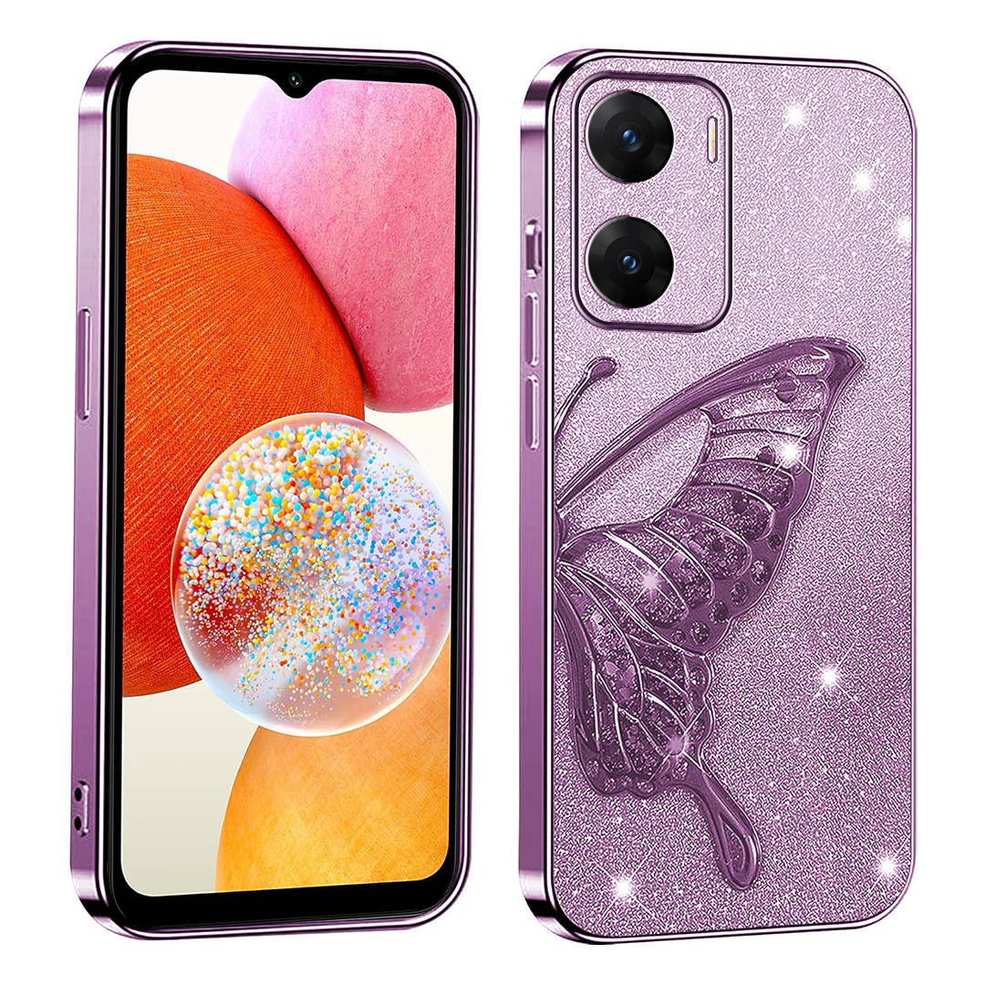 VIVO V29E Cute 3D Butterfly Case Slim Plating Glitter Bling Luxury Cover