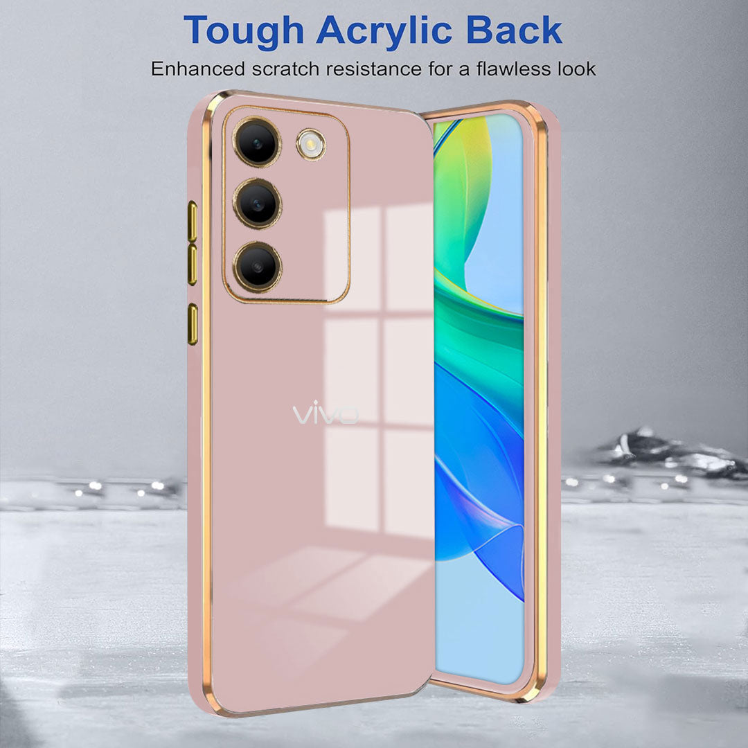 VIVO Y200 5G ULTRA-SHINE GOLD ELECTROPLATED LUXURIOUS BACK CASE WITH CAMERA PROTECTION
