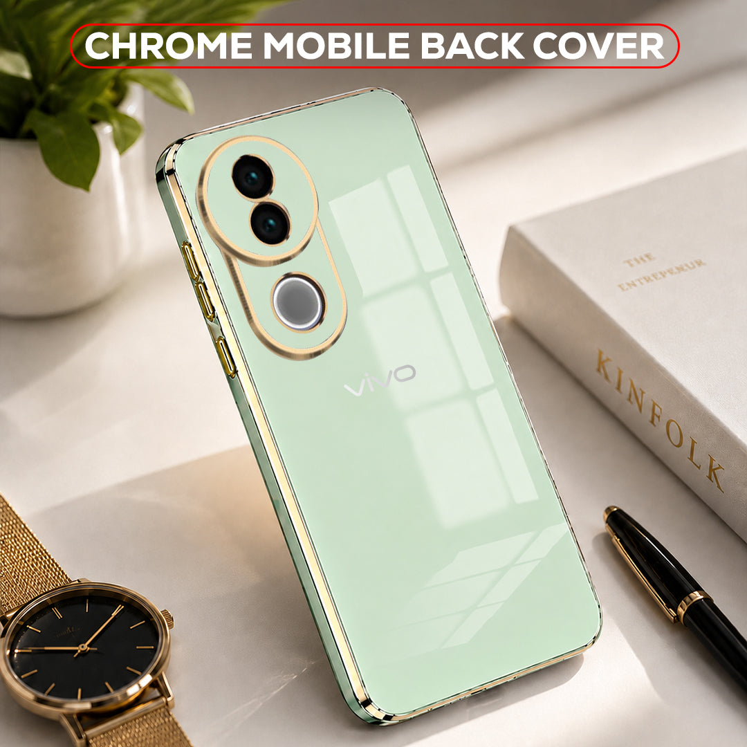 VIVO V50 5G GOLD ELECTROPLATED LUXURIOUS BACK CASE WITH CAMERA PROTECTION
