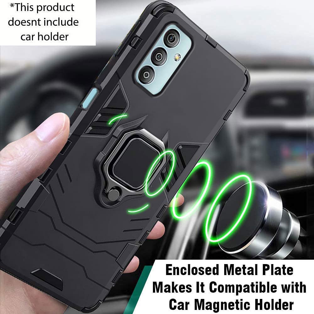 Galaxy F23 Black Panther Metal Bracket Shockproof Protective Back Case