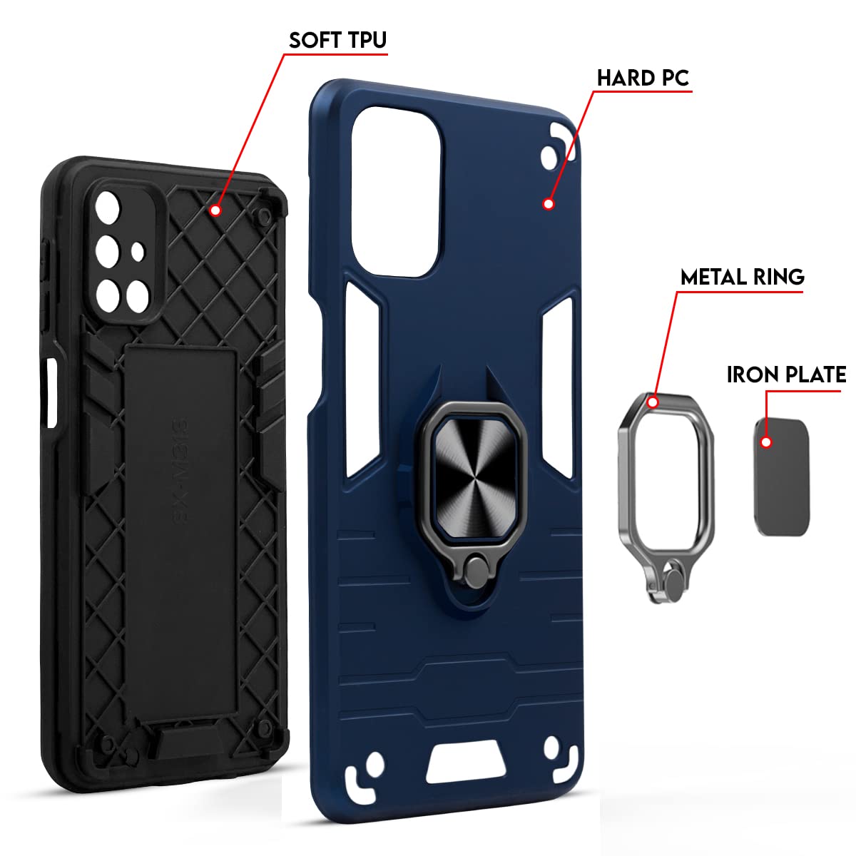 Oppo F21 Pro Armour Iron Man Back Case With Kickstand-BLUE