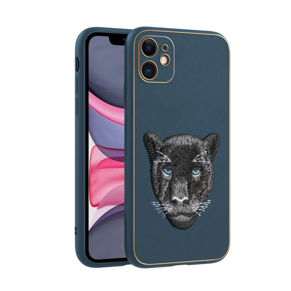 IPhone 12 New Luxury Embroidery Soft Leather Back Case Cover