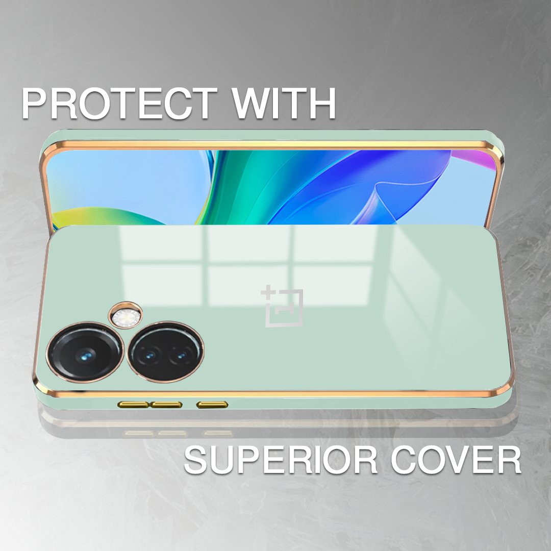 ONEPLUS CE3 LITE 5G ULTRA-SHINE GOLD ELECTROPLATED LUXURIOUS BACK CASE WITH CAMERA PROTECTION
