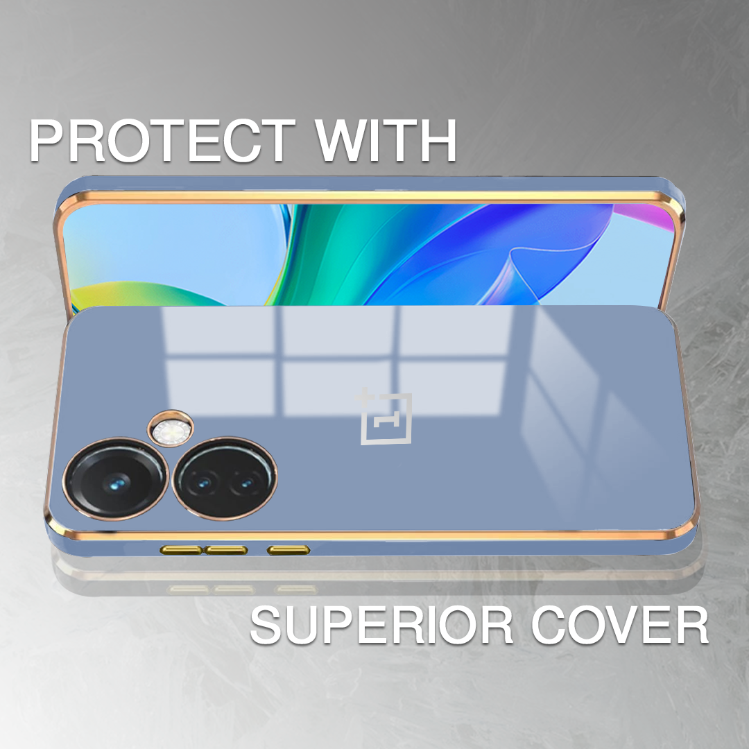 ONEPLUS CE3 LITE 5G ULTRA-SHINE GOLD ELECTROPLATED LUXURIOUS BACK CASE WITH CAMERA PROTECTION