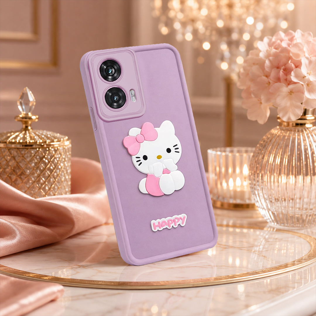 MOTOROLA EDGE 50 FUSION Cute 3D Kitty Soft Silicone Shockproof Protective Back Cover with Camera Protection
