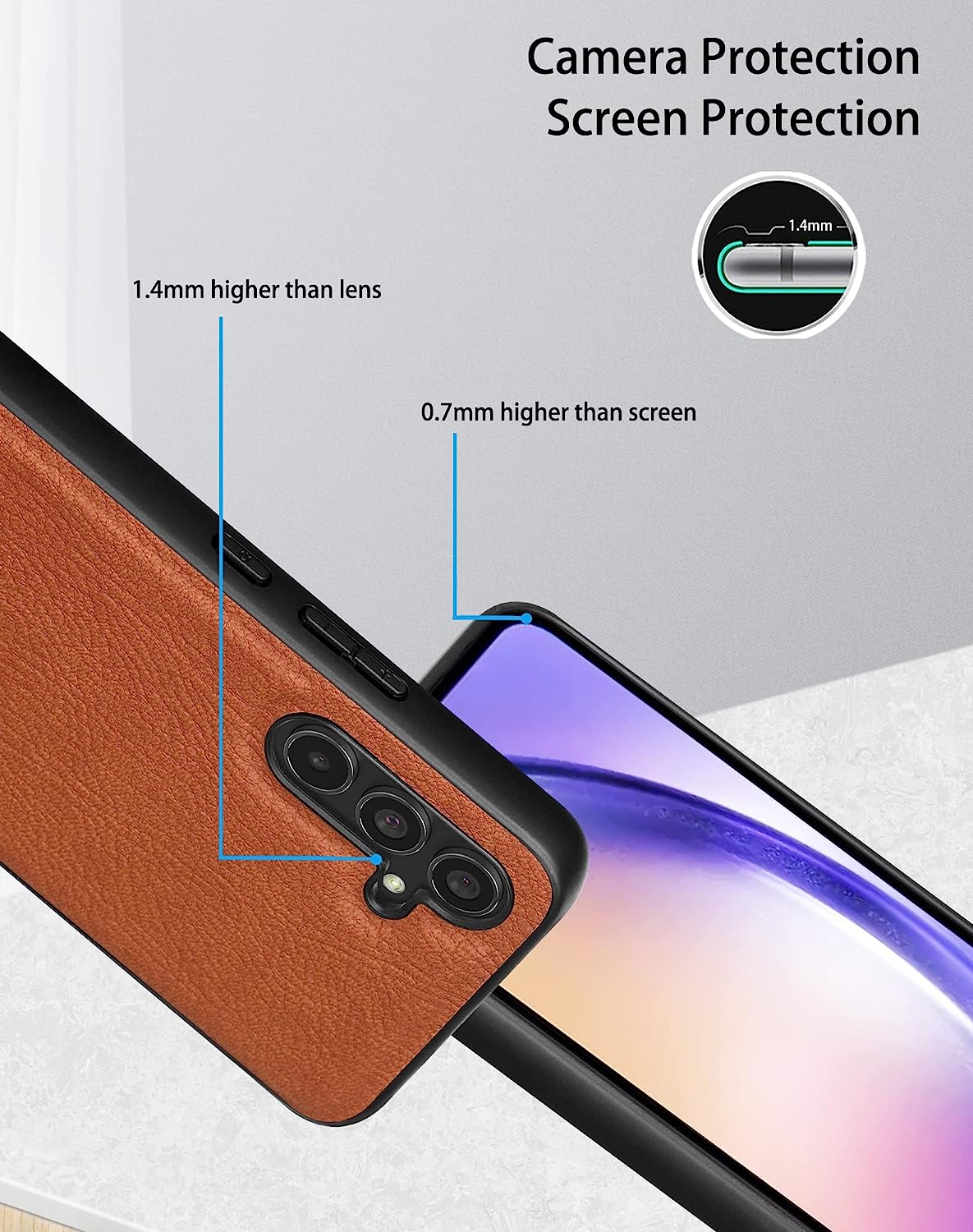 Galaxy A14 5G Leather Case,Anti-Drop Non-Slip Texture Back Case