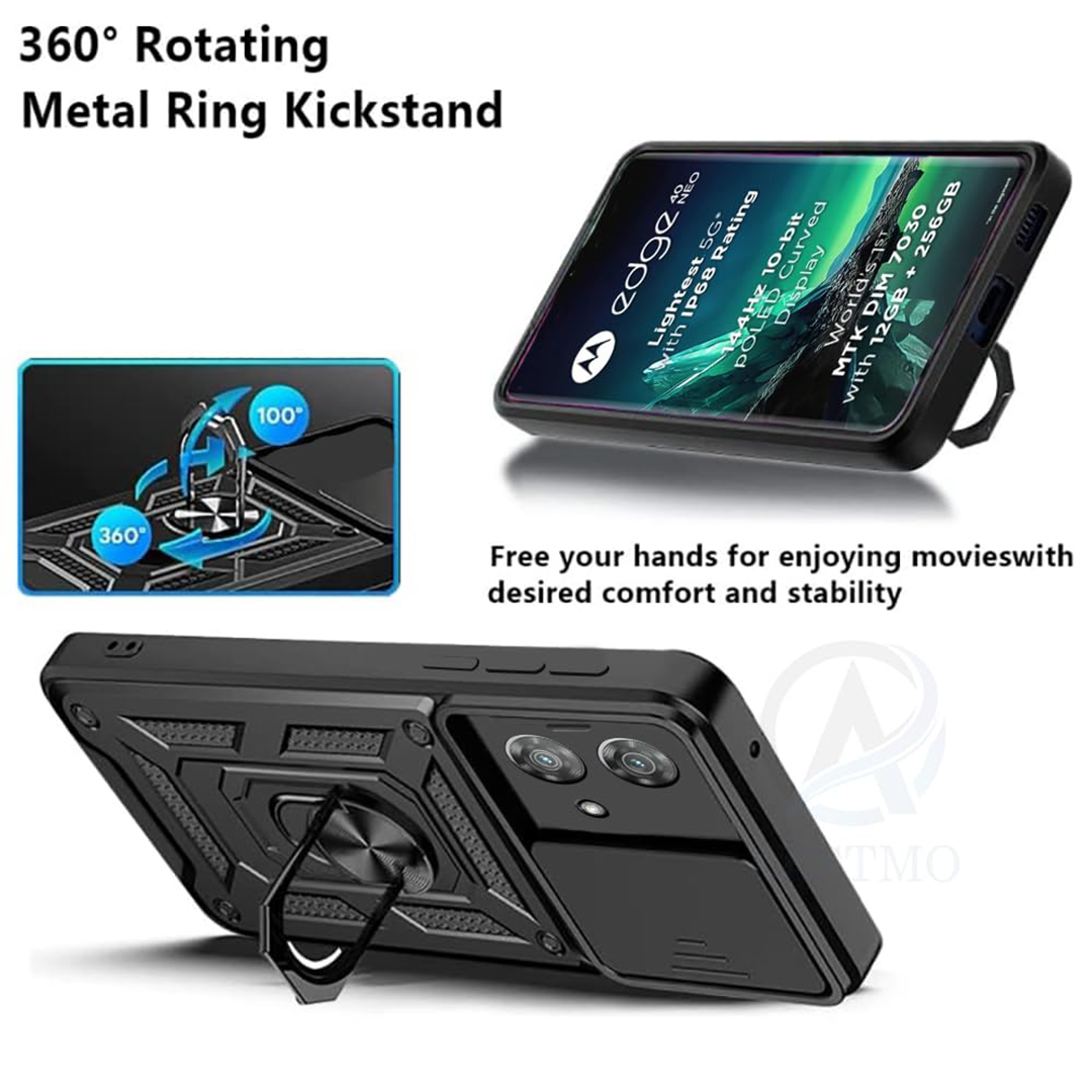 MOTOROLA EDGE 40 NEO 5G ARMOR MILITARY-GRADE CASE WITH SLIDING CAMERA COVER & 360 KICKSTAND