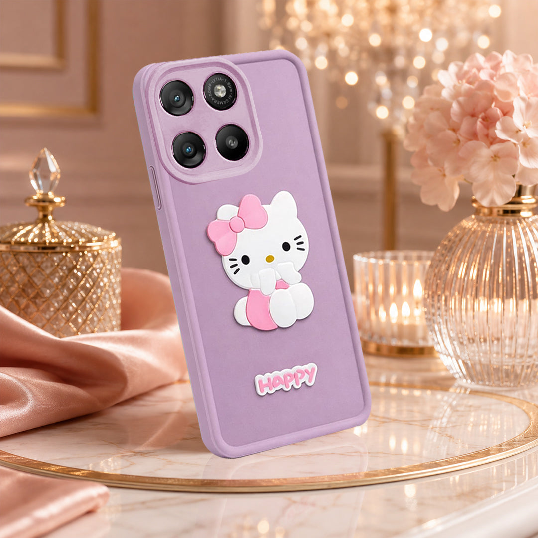 MOTOROLA EDGE 70 FUSION Cute 3D Kitty Soft Silicone Shockproof Protective Back Cover with Camera Protection