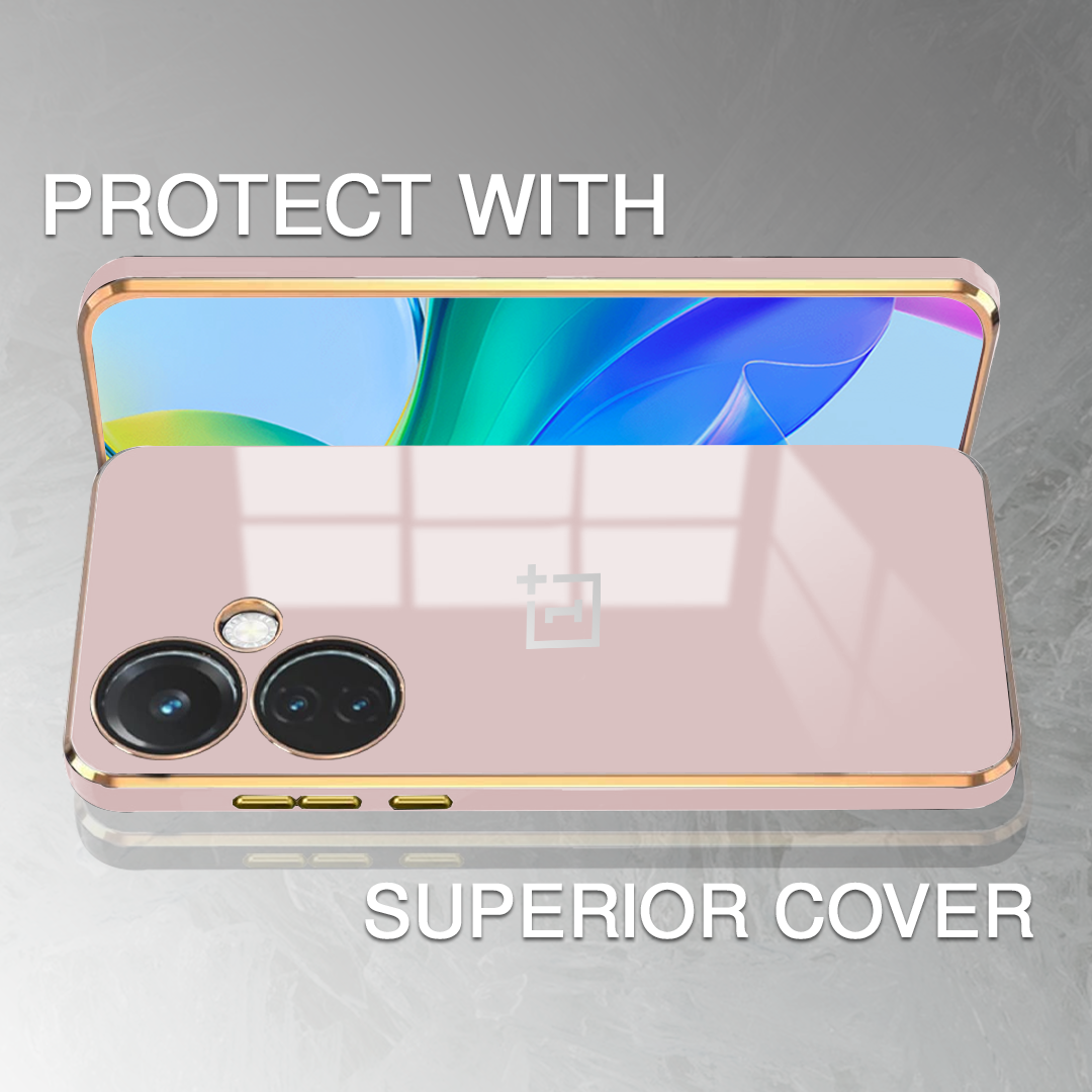 ONEPLUS CE3 LITE 5G ULTRA-SHINE GOLD ELECTROPLATED LUXURIOUS BACK CASE WITH CAMERA PROTECTION