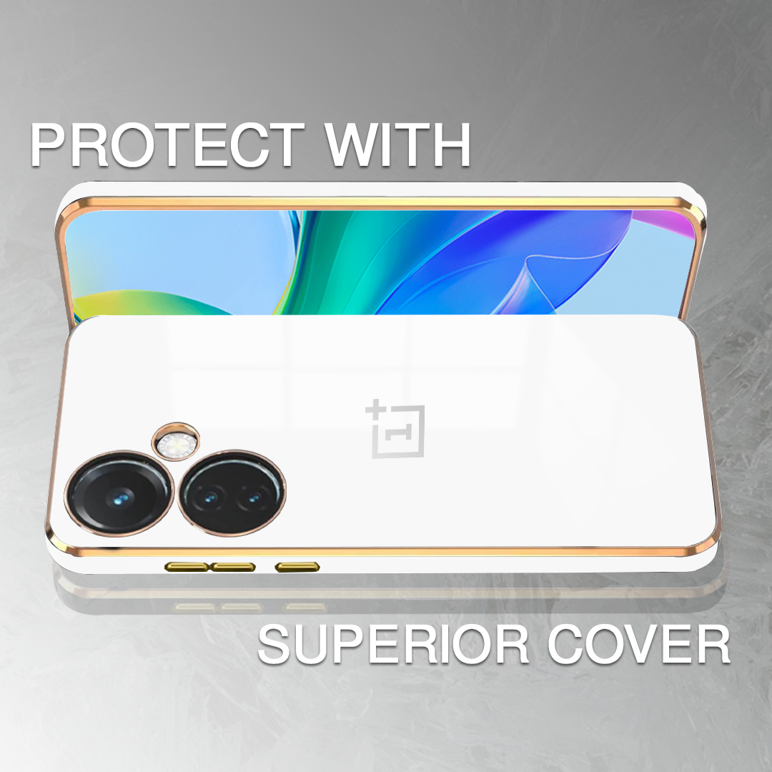 ONEPLUS CE3 LITE 5G ULTRA-SHINE GOLD ELECTROPLATED LUXURIOUS BACK CASE WITH CAMERA PROTECTION