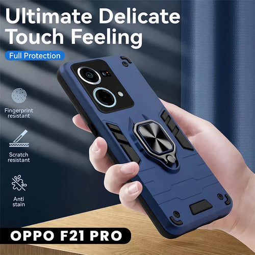 Oppo F21 Pro Armour Iron Man Back Case With Kickstand-BLUE