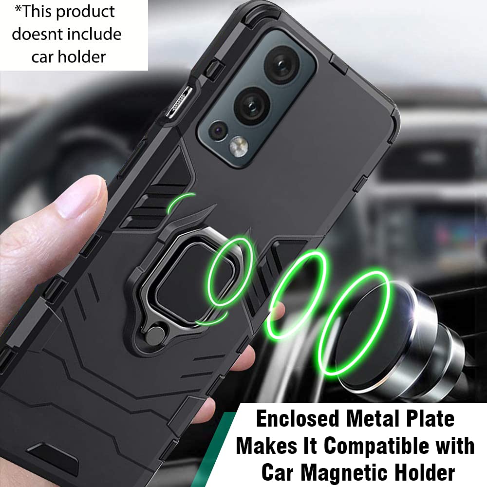 OnePlus Nord 2 5G Black Panther Metal Bracket Shockproof Protective Back Case