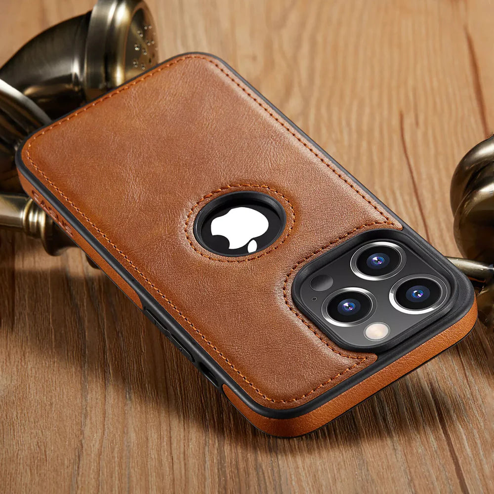 IPHONE 15 PRO 5G Drop Protection | Raised Camera Edges Protective Back Leather Case
