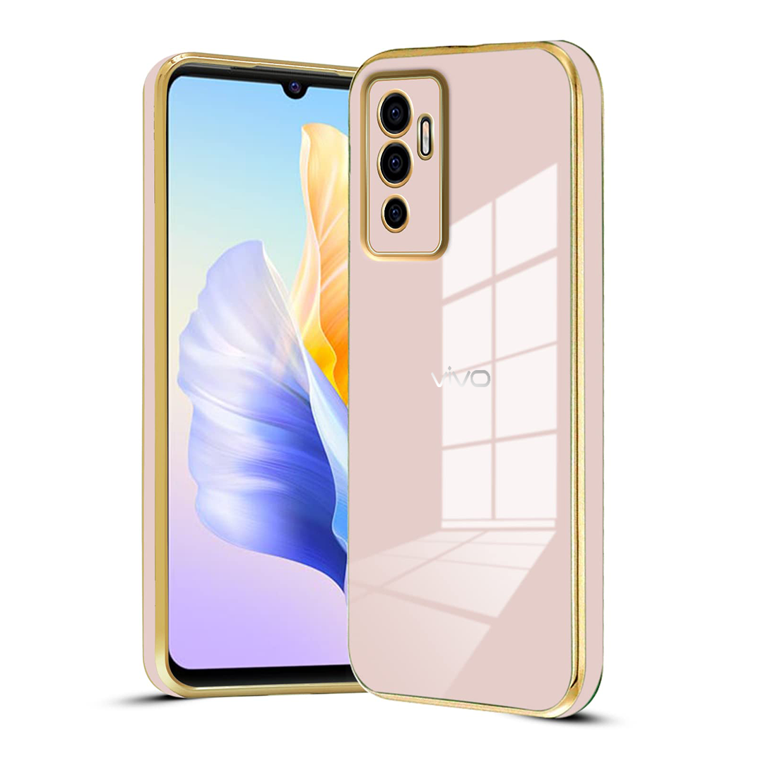 VIVO V23e 5G ULTRA-SHINE GOLD ELECTROPLATED LUXURIOUS BACK CASE WITH CAMERA PROTECTION