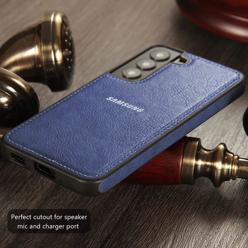 SAMSUNG Galaxy S23 FE 5G Drop Protection | Raised Camera Edges Protective Back Leather Case