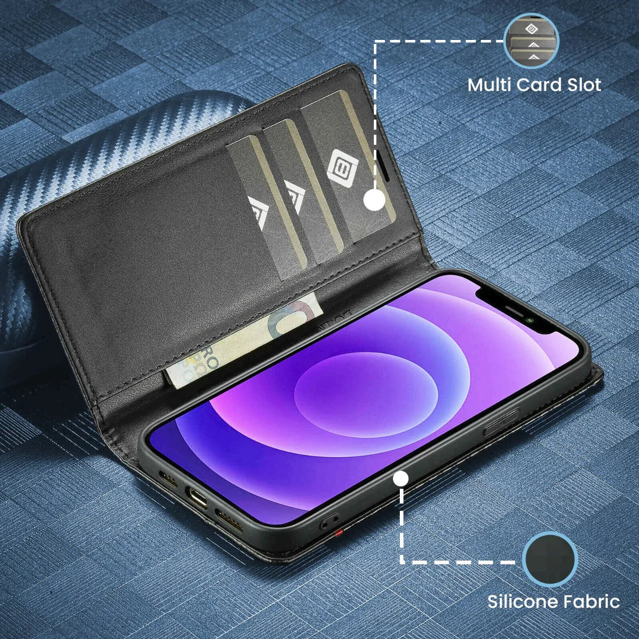 Galaxy A52 5G Retro PU Leather Card Slots Flip Stand Case With Magnetic Closure
