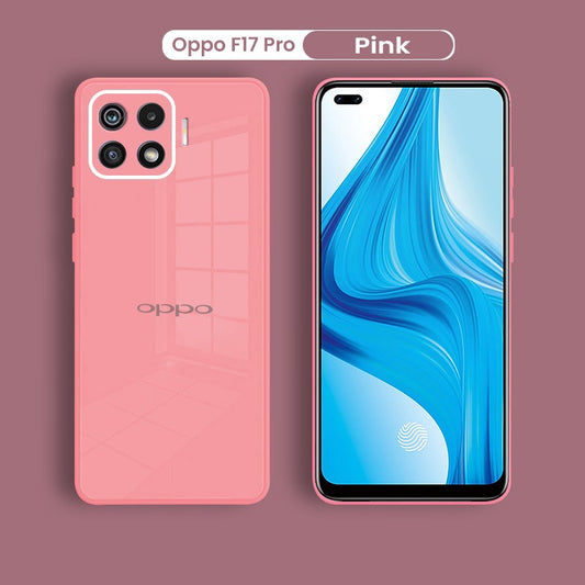Oppo F17 PRO Luxurious Glass Case With Camera Protection Back Cover