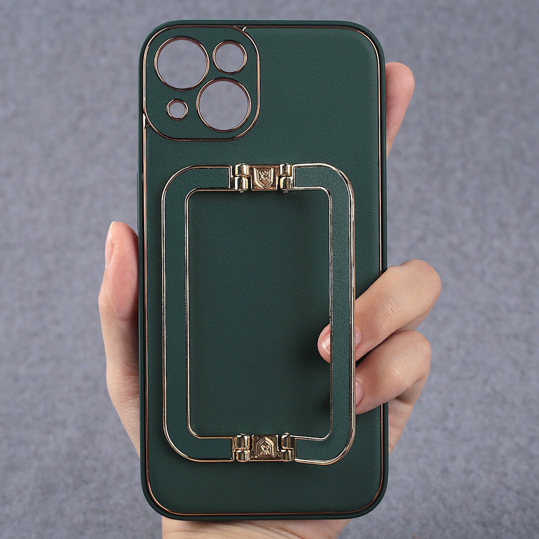 LUXE DESIGN PU LEATHER BACK CASE WITH BACK STAND FOR iPHONE 13/13 PRO/13 PRO MAX