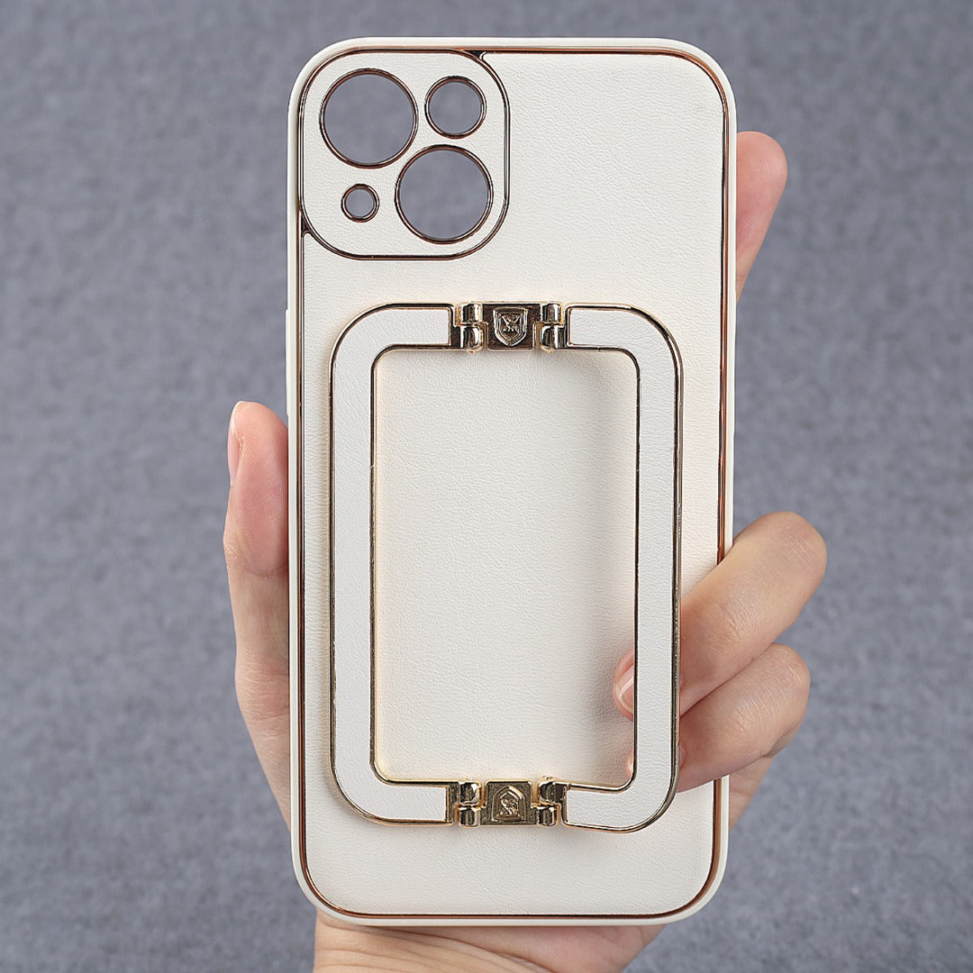 LUXE DESIGN PU LEATHER BACK CASE WITH BACK STAND FOR iPHONE 13/13 PRO/13 PRO MAX
