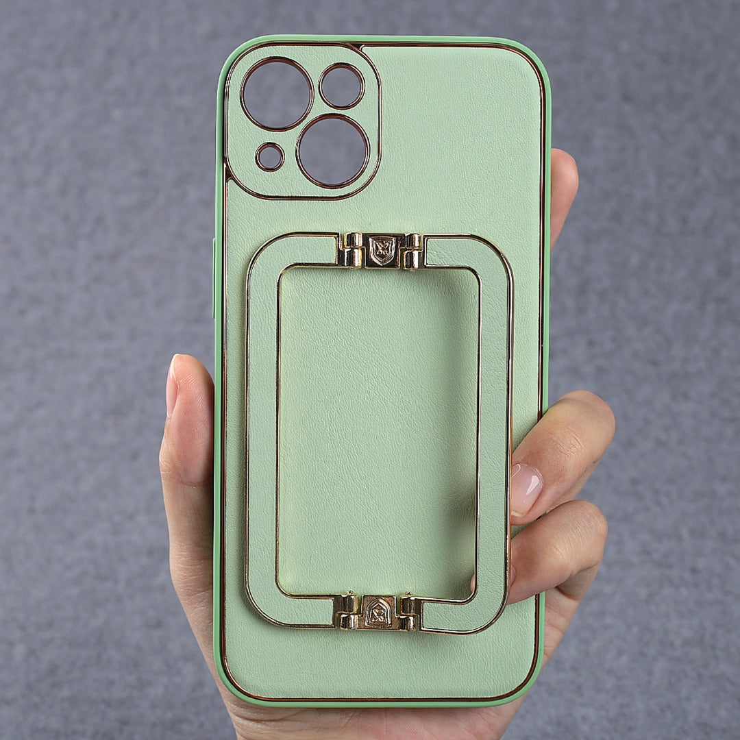 LUXE DESIGN PU LEATHER BACK CASE WITH BACK STAND FOR iPHONE 13/13 PRO/13 PRO MAX