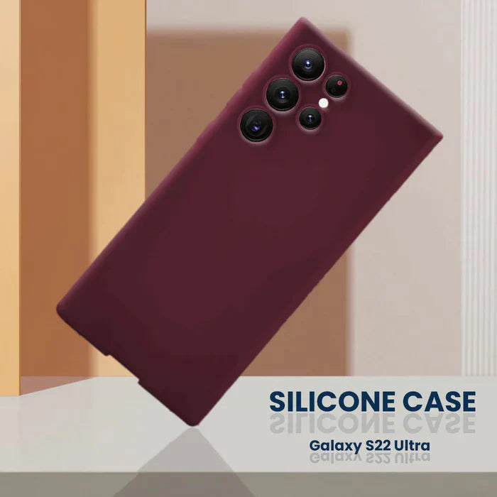 Samsung Galaxy S23 Ultra Luxury Color Silicone Protective Case Back Cover-Burgendy