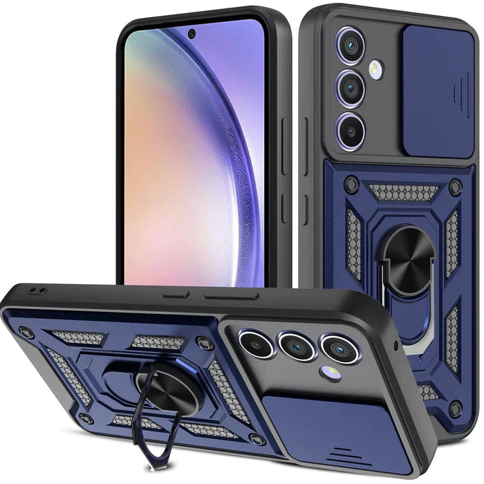 Galaxy A36 5g Armor Military-grade Case With Sliding Camera Cover & 360 Kickstand-black