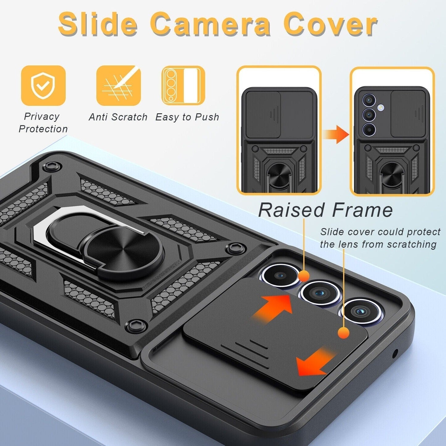 Galaxy M34 5g Armor Military-grade Case With Sliding Camera Cover & 360 Kickstand