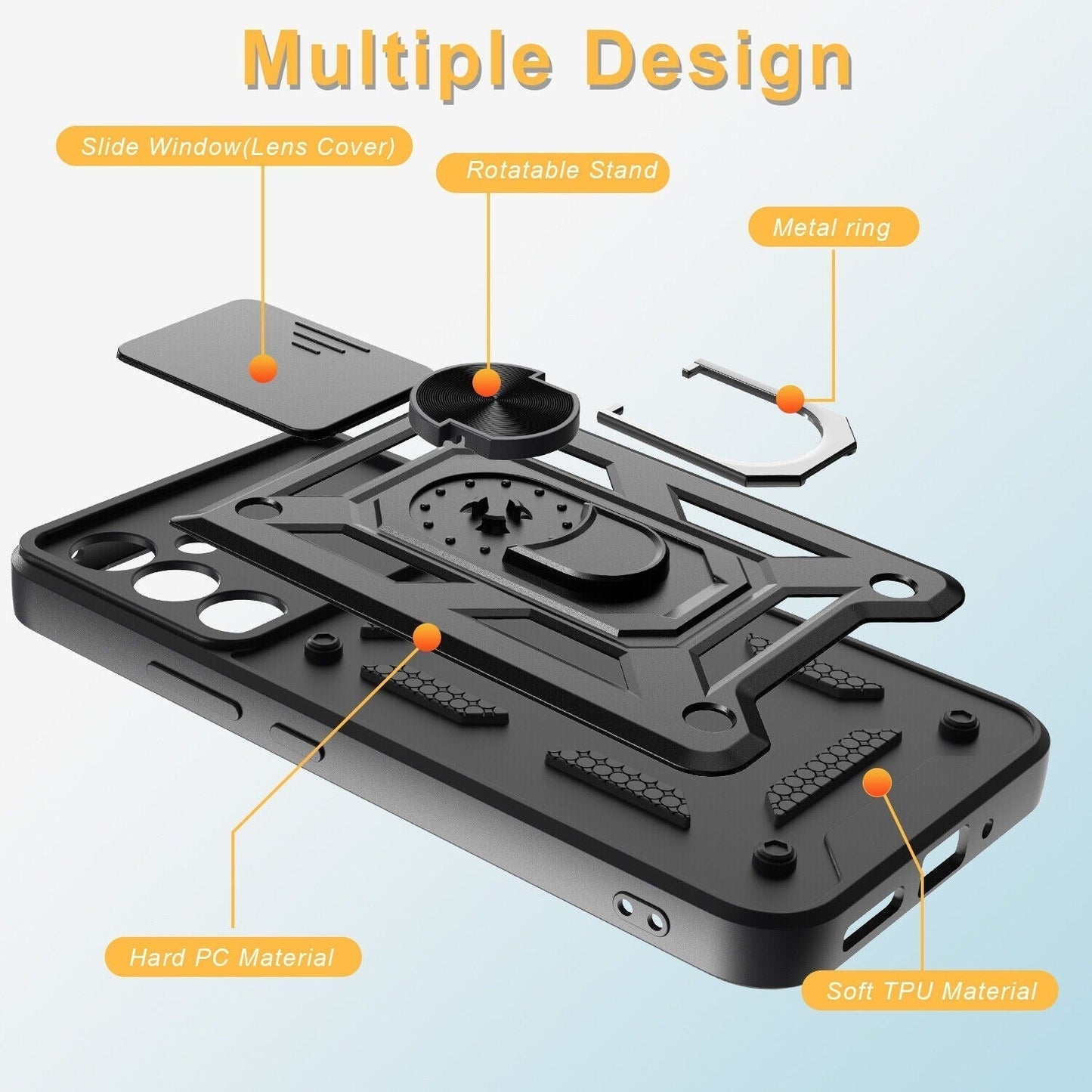 Galaxy M34 5g Armor Military-grade Case With Sliding Camera Cover & 360 Kickstand