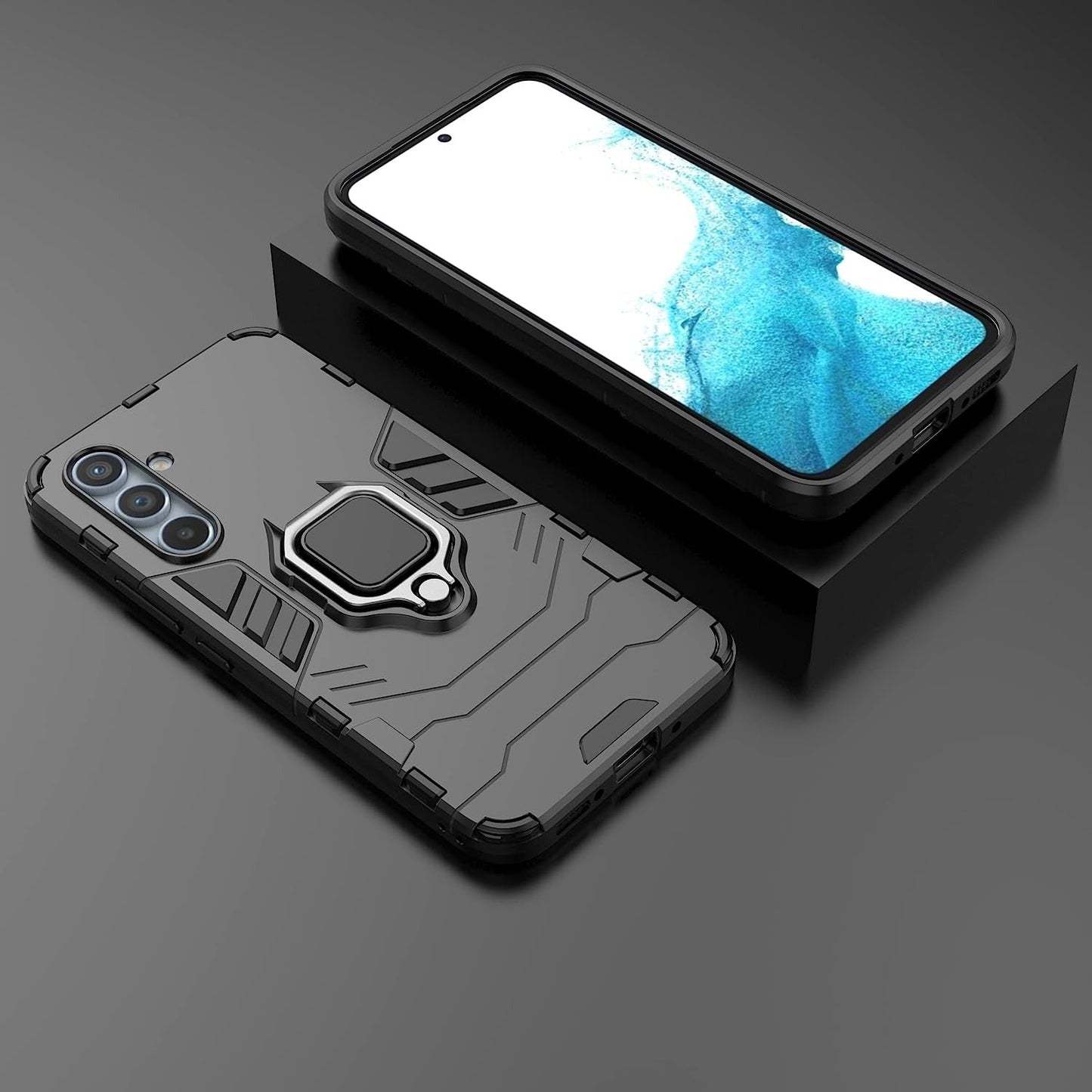 Galaxy A54 5G Black Panther Metal Bracket Shockproof Protective Back Case
