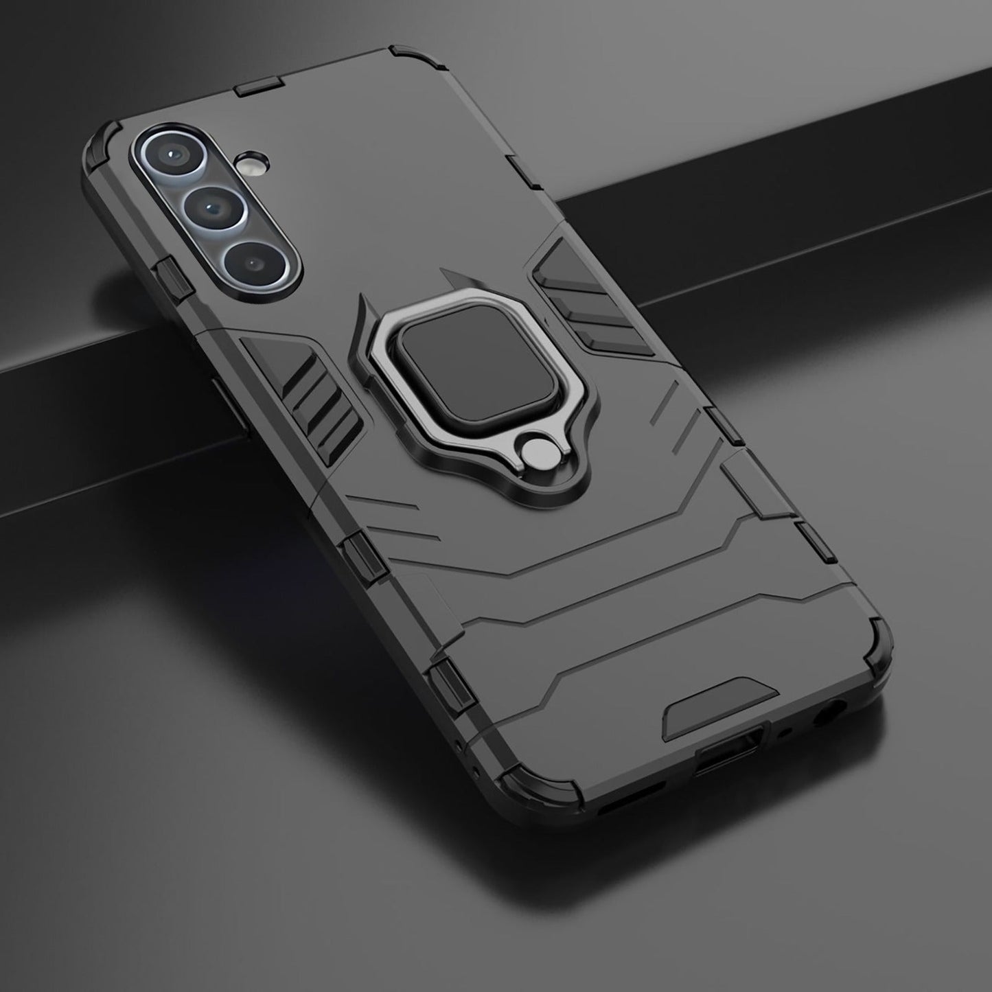 Galaxy A54 5G Black Panther Metal Bracket Shockproof Protective Back Case